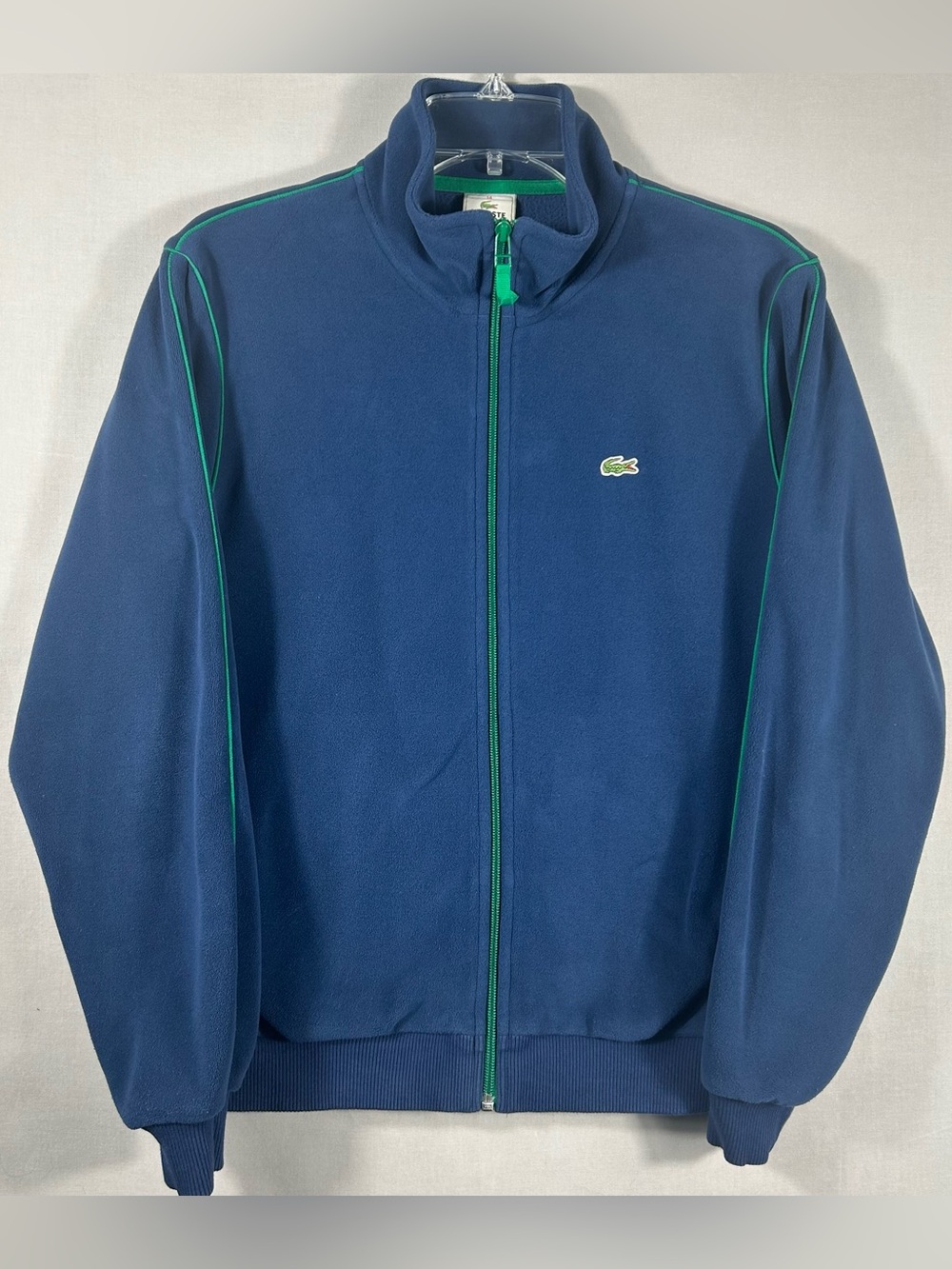 Lacoste Navy Fleece Jacket with Green Trim